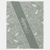 Stoffige groene veren paislies bloemenpatroon fleece deken (Voorkant)