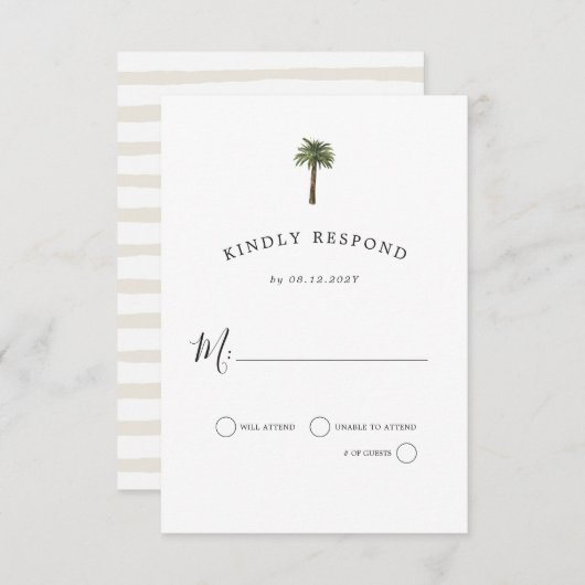 Stoffige handpalmen | Huwelijksviering | RSVP-reac RSVP Kaartje (Voorkant / Achterkant)