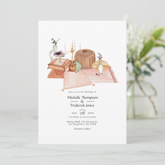 stoffige herfst heiligdom bohemian bruiloft kaart (Staand voorkant)