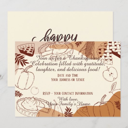 Stoffige Herfst Thanksgiving Rustiek Elegant Kaart (Voorkant / Achterkant)