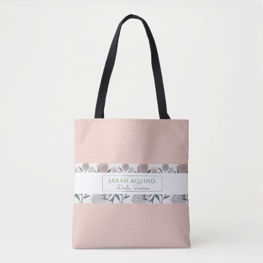 Stoffige Koraal Met Bloemrand Doula Promotie Tote Bag (Voorkant)