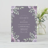 Stoffige Lavendel Blad Bruiloft Kaart (Staand voorkant)