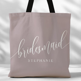 Stoffige Lavendel Bruidsmeisje Modern Schrift Tote Bag