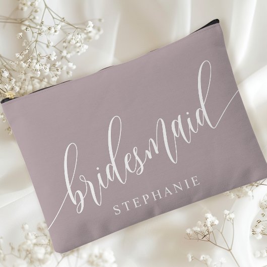 Stoffige Lavendel Bruidsmeisje Moderne Calligrafie Etui