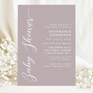 Stoffige Lavendel Eenvoudige Moderne Script Baby B Kaart
