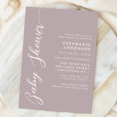 Stoffige Lavendel Eenvoudige Moderne Script Baby B Kaart