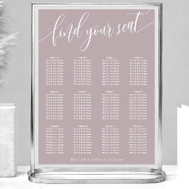 Stoffige Lavendel Eenvoudige Trouw Stoelen Chart Poster