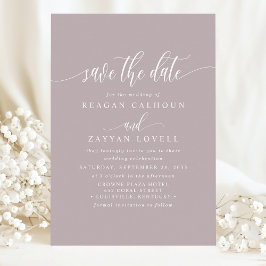 Stoffige Lavendel Elegante Calligrafie Bewaar de D Save The Date