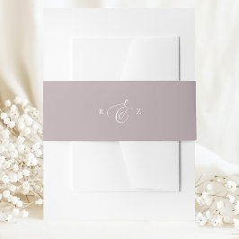 Stoffige Lavendel Elegante Eenvoudige Monogram Huw Uitnodigingen Wikkel