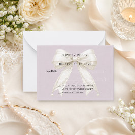 Stoffige lavendel ivoor lint reactie RSVP Notitiekaartje