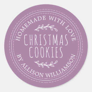Stoffige Lavendel Landelijke Thuisgemaakte Kerstko Ronde Sticker