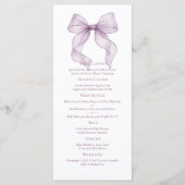 Stoffige lavendel lint boog bruiloft diner menu (Voorkant)