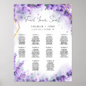 Stoffige Lavendel Moderne Bruiloft Zitkaarten Poster (Voorkant)