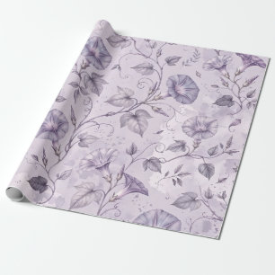 Stoffige Lavendel Ochtendglorie Elegante Bloemen Cadeaupapier