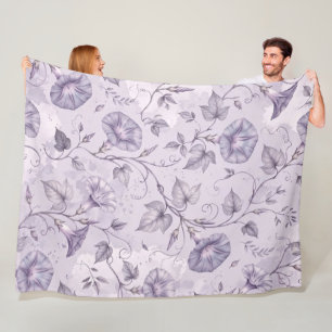 Stoffige Lavendel Ochtendglorie Elegante Bloemen Fleece Deken