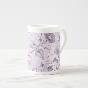 Stoffige Lavendel Ochtendglorie Elegante Bloemen Porselein Kop