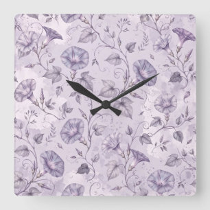 Stoffige Lavendel Ochtendglorie Elegante Bloemen Vierkante Klok