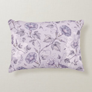Stoffige Lavendel Ochtendglorieën Elegant Bloemmot Accent Kussen