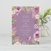Stoffige Lavendel Paarse Bloemen Huwelijk Kaart (Staand voorkant)