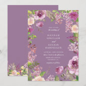 Stoffige Lavendel Paarse Bloemen Huwelijk Kaart (Voorkant / Achterkant)