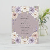 Stoffige Lavendel Romantische Rozen Bruiloft Kaart (Staand voorkant)