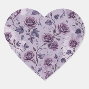 Stoffige Lavendel Roos Dromerige Tinten Bloemstuk Hart Sticker