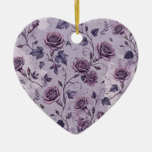 Stoffige lavendel roos droomachtige tinten bloem keramisch ornament