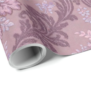Stoffige lavendel roos mauve lila elegante damast cadeaupapier