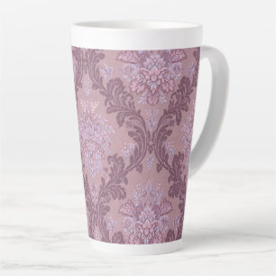 Stoffige Lavendel Roze Mauve Lilac Elegante Damast Latte Mok