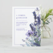 Stoffige lavendel turquoise schets bloemenframe br kaart (Staand voorkant)