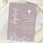 Stoffige lavendel witte bloemrijke elegante script kaart