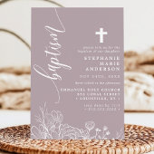 Stoffige lavendel witte bloemrijke elegante script kaart