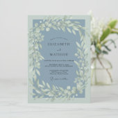 Stoffige Leiste Eucalyptus Bruiloft Kaart (Staand voorkant)