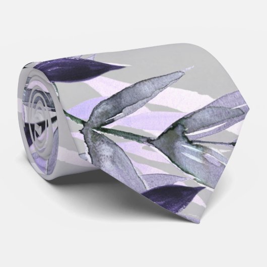 Stoffige lila Botanische Bloemen Bruiloft Stropdas (Opgerold)