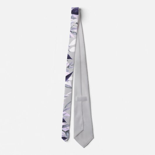 Stoffige lila Botanische Bloemen Bruiloft Stropdas (Achterkant)