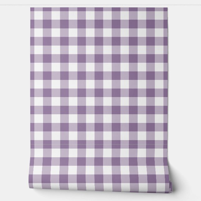 Stoffige lila geruite groene Buffalo Plaid Behang (Afrollen)