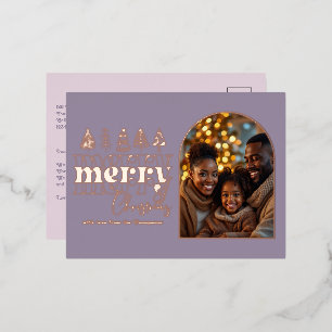 Stoffige lila & mauve nevel Kerstfoto Folie Feestdagen Briefkaart