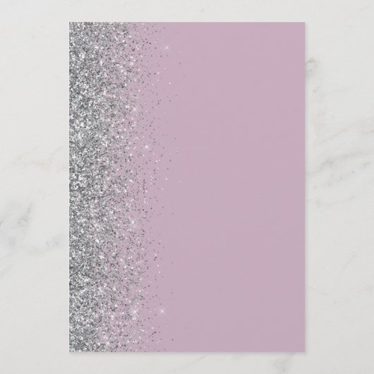 Stoffige Lila Silver Glitter bruiloft Menu (Achterkant)