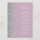 Stoffige Lila Silver Glitter bruiloft Menu (Voorkant)