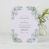 Stoffige Lila Tak Eucalyptus Bruiloft Kaart (Staand voorkant)