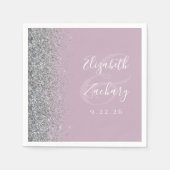 Stoffige Lila zilveren glitter bruiloft servetten (Voorkant)