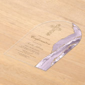 Stoffige Lilac Agate Communie Acryl Uitnodigingen (Laagn)