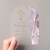 Stoffige Lilac Agate Communie Acryl Uitnodigingen (Insitu (Draagbaar))
