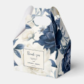 Stoffige marineblauw & wit bloemenbruiloft waterve bedankdoosjes (Achterkant)