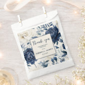 Stoffige marineblauw & wit bloemenbruiloft waterve bedankzakje (Geknipt)