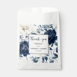 Stoffige marineblauw & wit bloemenbruiloft waterve bedankzakje