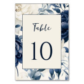 Stoffige marineblauw & wit bloemenbruiloft waterve kaart (Voorkant)