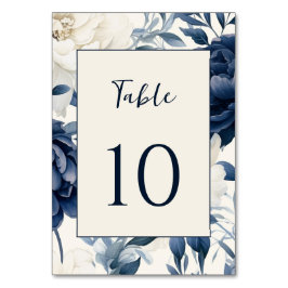 Stoffige marineblauw & wit bloemenbruiloft waterve kaart