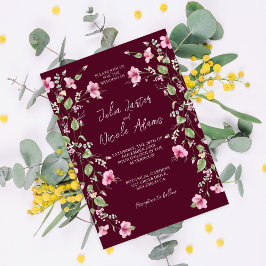 Stoffige Maroon Roze Hibiscus Bloeiende Trouw Brui Kaart