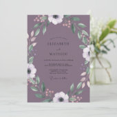 Stoffige Mauve Anemoon Bruiloft Kaart (Staand voorkant)